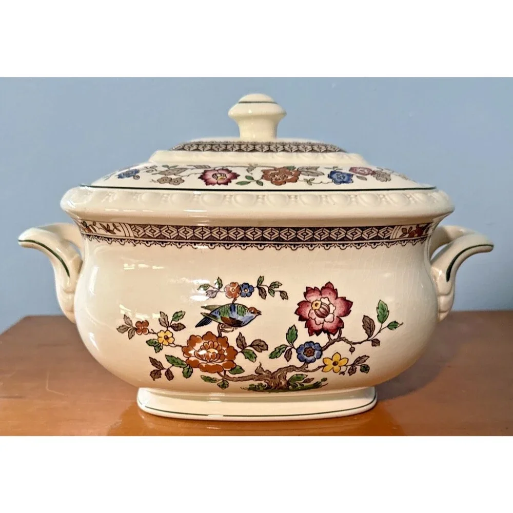 VILLEROY & BOCH Nanking Soup Tureen w/Lid-Post WWII Mettlach Saar Econ Union Era